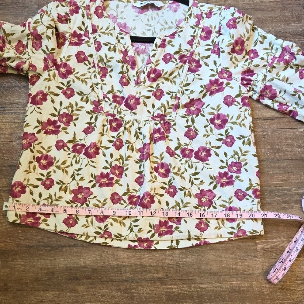Sonoma Cropped Top 3/4 Sleeves Cream and Pink Corduroy Size Petite XS - Picture 10 of 10